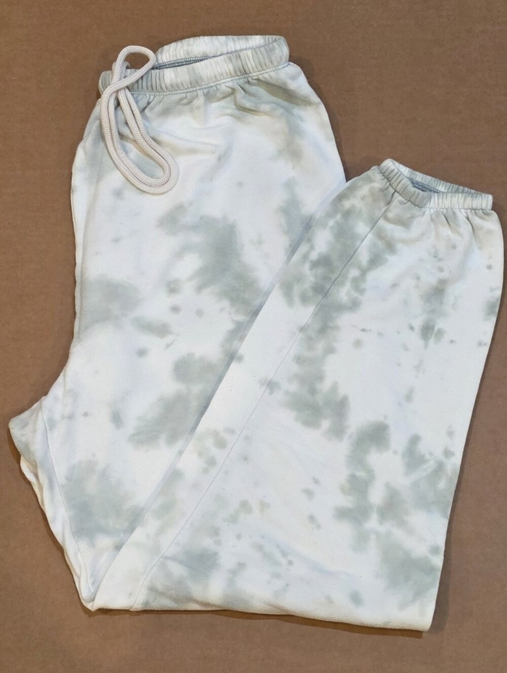 aerie White and Light Green Tie-Dye Joggers